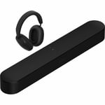 Sonos Beam (gen 2) svart soundbar med svart Sonos Ace, underhållningsp