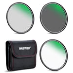 NEEWER Kit de Filtres d'Objectif 58mm ND8 ND64 CPL Kit de Filtres ND+Polarisant Circulaire avec 30 Couches de Revêtement Nano/Verre Optique HD/Hydrofuge/Résistant aux Rayures/Ultra Fin