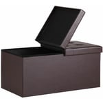 Casaria® Banc de rangement avec couvercle rabattable Siège pouf Coffre de rangement pliable pour salon chambre couloir l - Marron