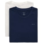 Gant 2P Basic Crew Neck T-Shirt Vit/Marin bomull Large Herr