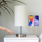 Caza Bedside Lamps, Touch Lamps Bedside with 2 USB Charging Ports, A Bedside USB