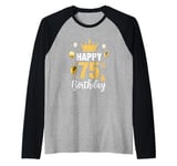 Happy 75Th Birthday Idea For 75 Years Old Man And Woman Raglan Baseball Tee