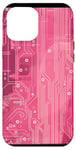 Coque pour iPhone 12 Pro Max Motif carte mère circuit rayé Art déco rose