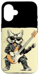 Coque pour iPhone 16 Guitare à bascule Chat pour guitare électrique Amoureux des animaux