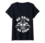 Womens No Pain No Gain T No Pain No Gain Sign No Pain No Gain Meme V-Neck T-Shirt