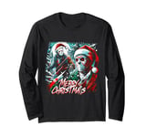 Merry Christmas Festive Slasher Candy Cane Menace Long Sleeve T-Shirt