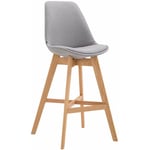 Décoshop26 - Tabouret de bar chaise haute design scandinave moderne en tissu gris clair