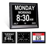 TSITSC Dementia Clock, 8" Day Date Time Clock for Seniors Elderly with 12 Alarms