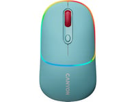 Mysz Canyon Canyon Mw-22, 2 In 1 Wireless Optical Mouse With 4 Buttons,Silent Switch For Right/Left Keys,Dpi 800/1200/1600, 2 Mode(Bt/ 2.4Ghz), 650Mah Li-Poly Battery,Rgb Backlight,Dark Cyan, Cable Length 0.8M, 110*62*34.2Mm, 0.085Kg