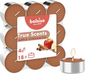 Bolsius True Scents - Lot de 18 Bougies Chauffe-Plat Parfum - Pomme Cannelle - Durée de Combustion: 4 Heures - Décoration d'intérieur - Extraits naturels - avec Cire Naturelle végétalienne