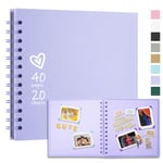 Vienrose 20,5 x 20,5 cm Album Photo Scrapbooking Vide en Papier Kraft à Couverture Rigide, Livre Photo avec 40 Pages pour Mariage, Voyage, Bebe, Violet Clair