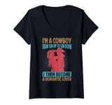 Womens I'm A Cowboy From Sun Up To Sun Down - Texas V-Neck T-Shirt