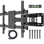 BONTEC Support Mural TV pour Télévision Plat et Incurvé LCD LED 32-84 Pouces jusqu'à 60KG, Support TV Mural orientable et Inclinable, Bras Doubles Solides et Robustes, Max VESA 600x400mm