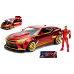 IRON MAN WITH 2016 CHEVY CAMARO METALLIC RED 1:24 Jada Toys Movie Die Cast