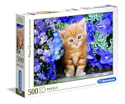 Clementoni - 30415.8 - Puzzle - Chat roux dans les fleurs - 500 Pièces Multicolore