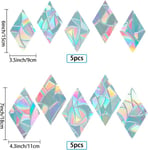 10 kpl sateenkaari-ikkunakiinnikkeet 3D koristeellinen ikkunakalvo rombuksen muotoinen törmäyksenestoinen ikkunatarra Ovi-ikkuna Staattinen kiinnitys keittiöön ruokasaliin makuuhuoneeseen