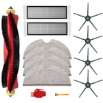 13Pcs Kit for Xiaomi Roborock S6 S60 S65 S5 MAX S6 MAXV S6 Pure Vacuum Cleaner Accessories, 1 Roller Brushes, 2 Filters, 4 Mop Cloths, 4 Side Brushes, 2 Cleaning Tool (Black)