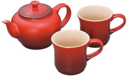 Le Creuset Teapot and Mug SS 2 Pieces Red Quartz 910296-00-06 With Tracking