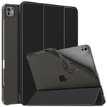 FINTIE Coque pour iPad Pro 13 Pouces 2024 M4 - [Rangement de Stylet] Coque Transparente Givrée, Housse Arrière Souple en TPU, Étui Fin et Léger, Noir