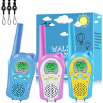 3PCS Talkie Walkie Enfant 8 Canaux Radio Écran lcd avec Lampe Torche, 3KM de Long Distance Interphone, Cadeau de Noël Jouets Enfants