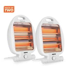 Pack of 2 Heater Halogen Quartz Free Standing Portable Heater 2 Setting 300/600W