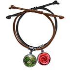 JJZXX Green Forestry Nature Science Scenery Bracelet Rope Hand Chain Leather Rose Wristband