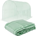 Bâche de Rechange pour Serre de Jardin Tunnel 6m², Plastique 135g/m², 3x2x2 m Vert, Fermeture Éclair, Porte, 6 Fenêtres, Film de Remplacement