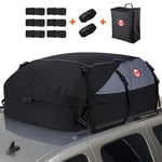 Sailnovo Sac de Toit de Voiture pour Voyage, Coffre de Toit Souple Pliable 580 L/20 Cubes pour Voitures avec/sans Barres de Toit, Rangement sur Le Toit avec 6+6 Sangles renforcées et Sac de Transport