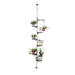 BAOYOUNI Support de Pot Fleur Téléscopique à 7 Niveaux Porte-Plante Étagère Présentoire en Métal, Réglable en Hauteur 230-290 cm, Décoration pour Intérieur, Salon, Chambre, Bureau, Balcon, Gris