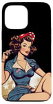 Coque pour iPhone 13 Pro Max Retro Patriotic Pin-up Vintage USA Flag American Beauty Girl