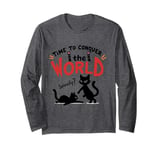 Funny Cat World Domination Humor Cute Kitty Lover Long Sleeve T-Shirt