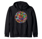 World Map of Flags Globe Atlas Tshirt Flags of the World Zip Hoodie