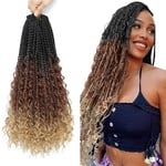 8 Packs Crochet Braids Hair Extensions-18 Inch Goddess Braids Extensions Hair Crochet Braids With Curly Ends Crochet Braiding Hair for black women Boho Box Braids Crochet Hair Pre Looped (1B/30/27#)