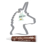 Découpoir à pâtisserie inox XXL Licorne + 1 Stylo chocolat Scrapcooking