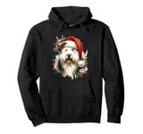 Christmas Old English Sheepdog Dog Watercolor Artwork Pullover Hoodie