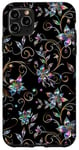 Coque pour iPhone 11 Pro Max Fleurs arc-en-ciel bleu, rose vif, vert