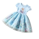 Flickor Princess Dress Frozen Elsa Lace Klänning för födelsedag Blue 120cm