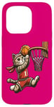 Coque pour iPhone 15 Pro Belle idée cadeau design drôle chat qui fait du basketball