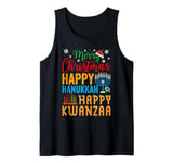 Merry Christmas Happy Hanukkah Happy Kwanzaa Chanukah gift Tank Top