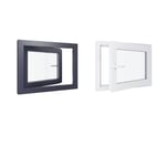 Fenetre PVC - LxH 800x600 mm - Triple vitrage - Blanc intérieur - Anthracite extérieur - Ferrage Droite