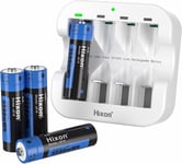 Batterie Aa Rechargeable Lithium 1,5 V 3500 Mwh Pour Manette Xbox Toy Télécommande Lot De 4 Piles Et Chargeur Rapide