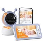 BOIFUN 1080P 5" Babyphone Caméra PTZ 355°Camera Bebe Surveillance des Mouvements & Détection du Son Suivi Automatique App Control