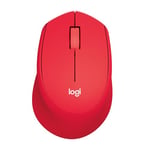 Logitech M330 SILENT PLUS Wireless Mouse, 2.4GHz with USB Nano Receiver, 1000 DPI Optical Tracking, 2-year Battery Life, Compatible with PC, Mac, Laptop, Chromebook - Red