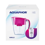 AQUAPHOR Smile Carafe filtrante avec 1 cartouche A5 350 l Rose cyclamen Capacité totale 2,4 l