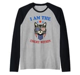 Funny Women's Cat Lady I Am The Enemy Within 2024 Raglan Baseball Tee