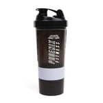 Phoenix Fitness Protein Shaker Bottle with Storage Compartments - 500ml Leakproof BPA Free Easy Clean Bottle for Powder Shakes, Supplements, Vitamins & Snacks - Black