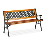 Relaxdays Jardin, 2 Places, Banc extérieur Balcon terrasse, Motifs croisés en Fonte, HxlxP: 73x125x52 cm, Nature, Marron