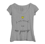 T-Shirt Femme Col Echancré Je Vous Emmerde Je Suis Une Princesse Dessin Petite Couronne Jaune