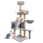 Arbre à Chat,145cm Arbre à Chat Griffoir, Tour d'escalade Stable à Plusieurs Niveaux pour Chat, Arbres d'activité pour Chat avec 7 poteaux en sisal, 5 Plates-Formes, 2 nids de Chat pour Chat Chaton