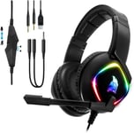 Dark Rainbow G-HD10 Casque Gamer RGB -Compatible PS4, PS5, Xbox Series, Smartphones, tablettes, PC, Mac -Micro Flexible Omnidirectionnel.[V1679]